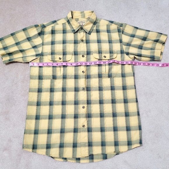 Red Head Shirt Mens Size Medium Short Sleeve Button Up yellow Plaid 100% Cotton - Picture 4 of 8
